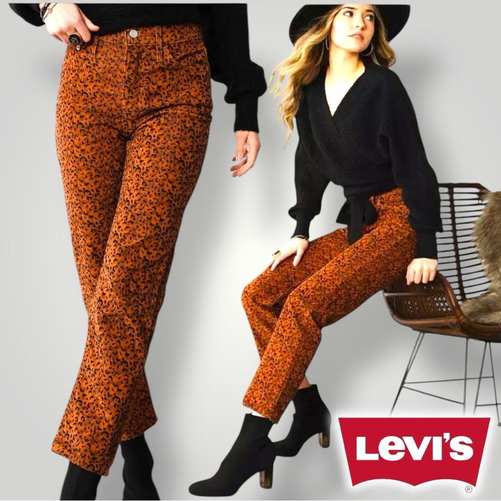 Levi’s Corduroy Leopard Print Wedgie Straight Pants